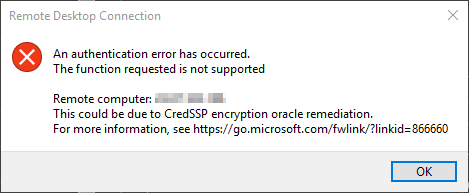 RDP/CredSSP – An Authentication Error Has Occurred ...
